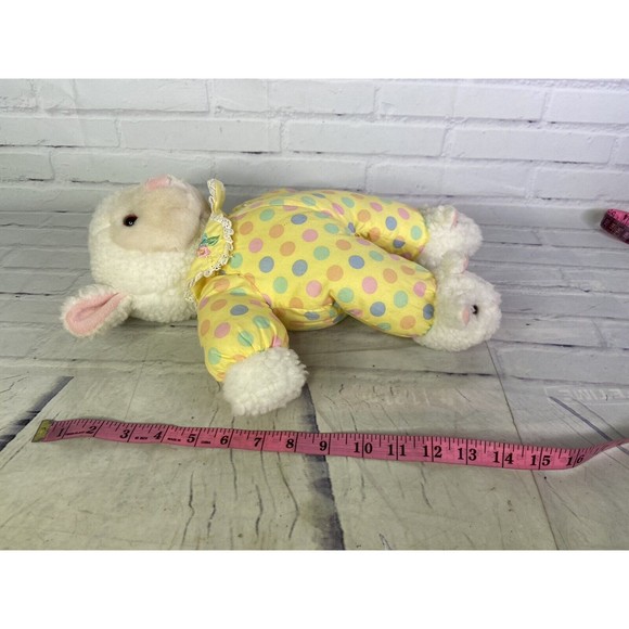 Vintage Plush Creations Lamb Sheep With Slippers Plush Stuffed Animal Polka Dots - Picture 9 of 9